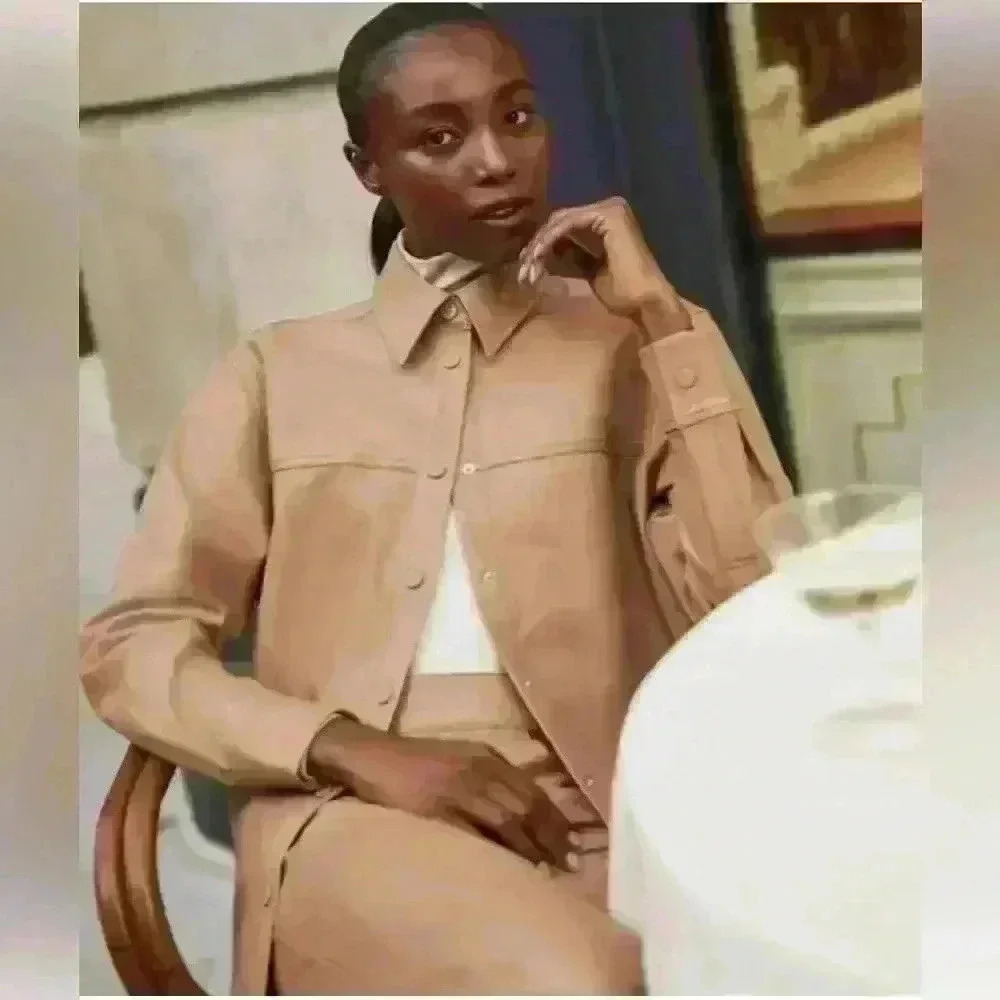 Spanx Long Sleeve Faux Leather Shirt